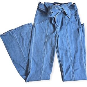 ☆Express Women's Belted Bell Bottom Flare Blue Jeans☆